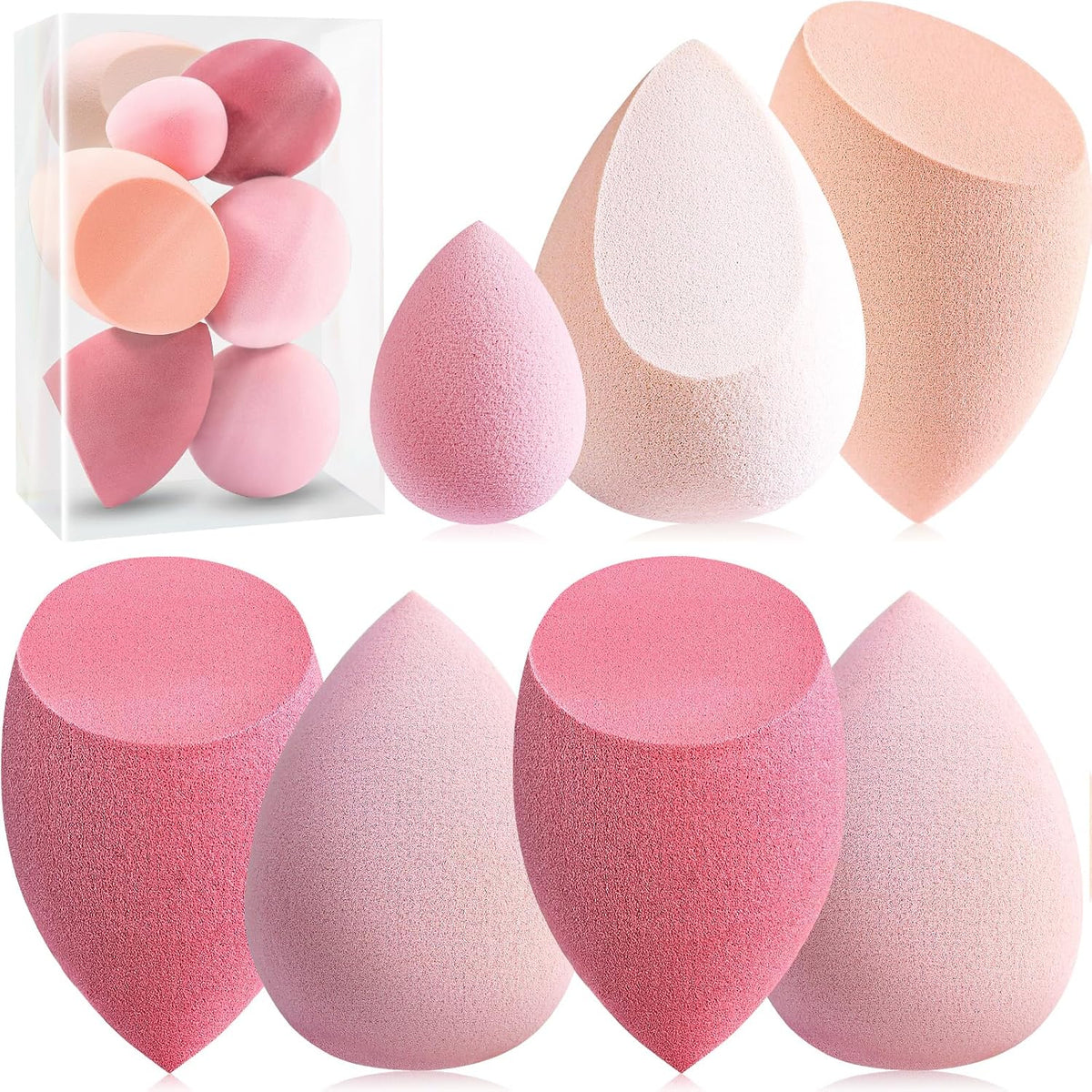 7-piece set including angled, round, and mini sponges for face, contour, and under-eye areas