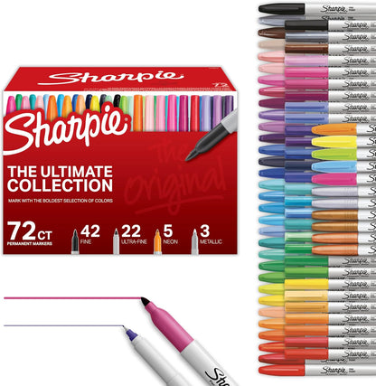 72 markers combining fine point and ultra fine point (0.5mm) tips in one set