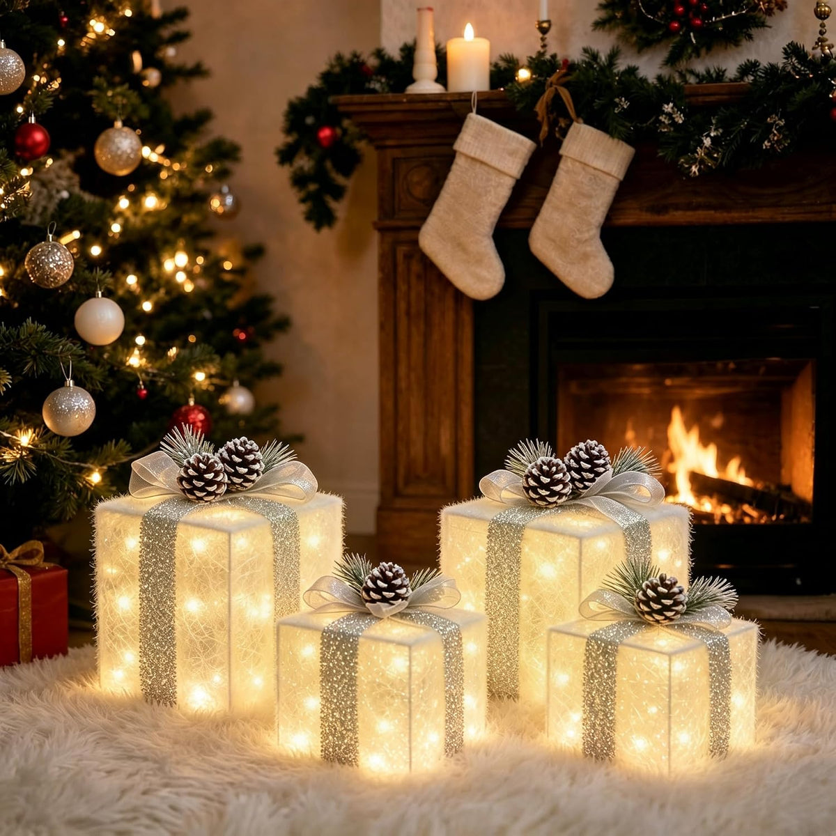 75 built-in warm white led string lights across the four boxes