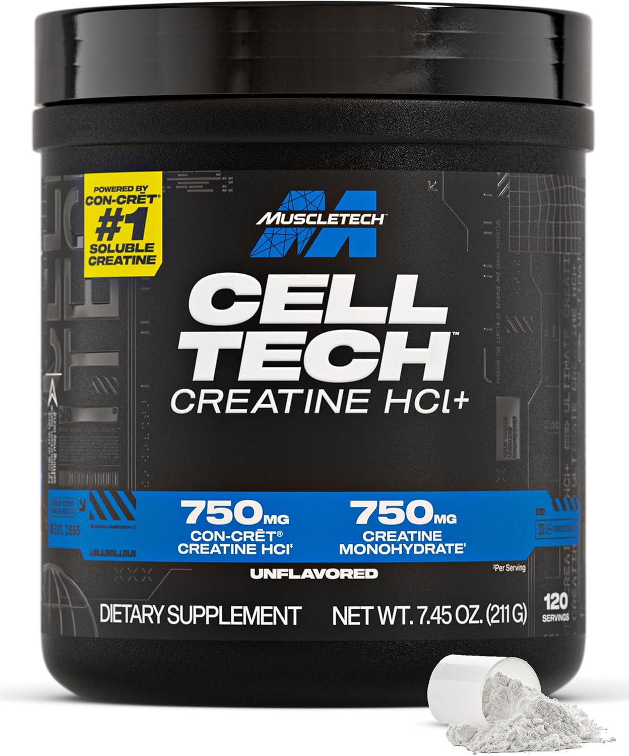 750mg creatine hcl + 750mg free-acid creatine per two-scoop serving