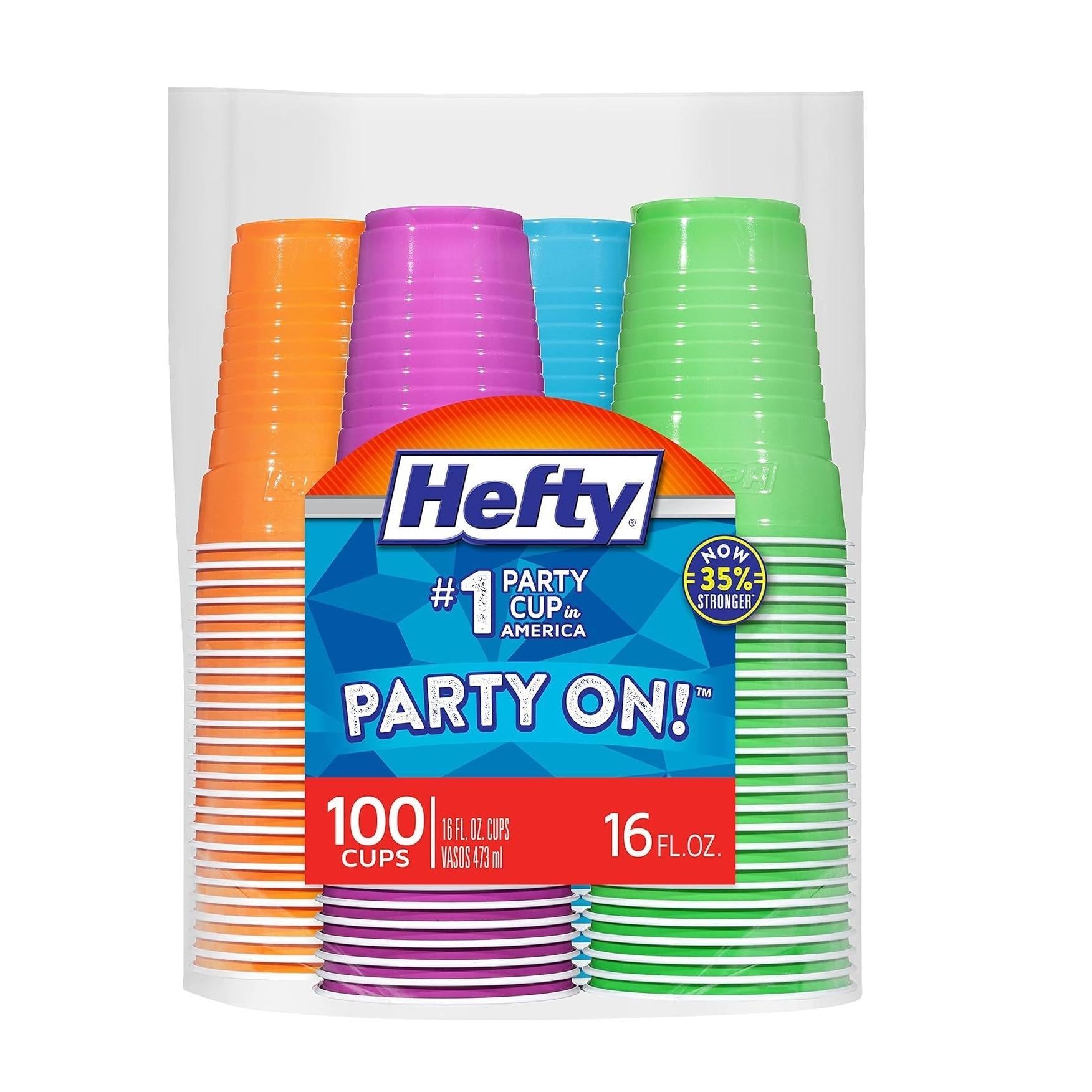 76-piece assortment (with 80-count and 100-count variants available) combining 16 oz red/white/blue cups and 18 oz clear cups with firework print