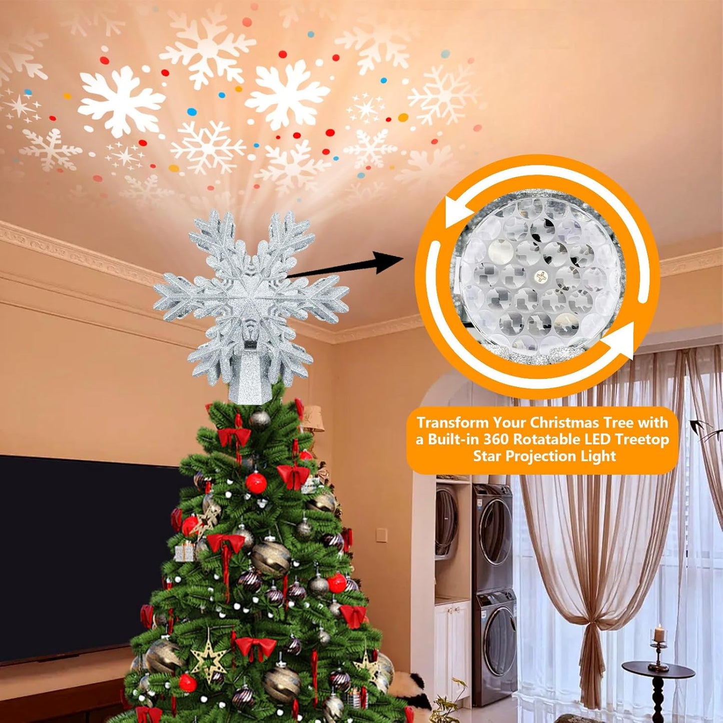 8.2 ft long power cord for flexible tree placement