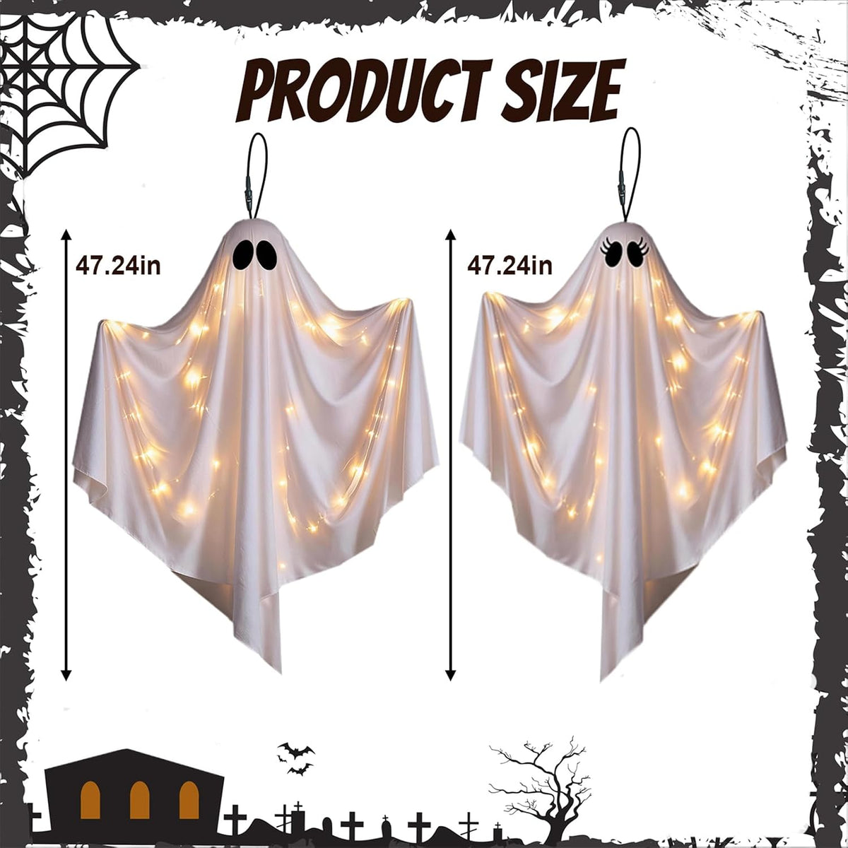 8 adjustable led lighting modes powered by 3 aa batteries per ghost (batteries not included)