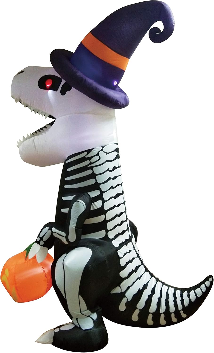 Joiedomi LED-Lit Skeleton T-Rex Halloween Inflatable – 8FT Decorative Centerpiece for Bedroom Corner, Mantel Area & Holiday Home Aesthetic