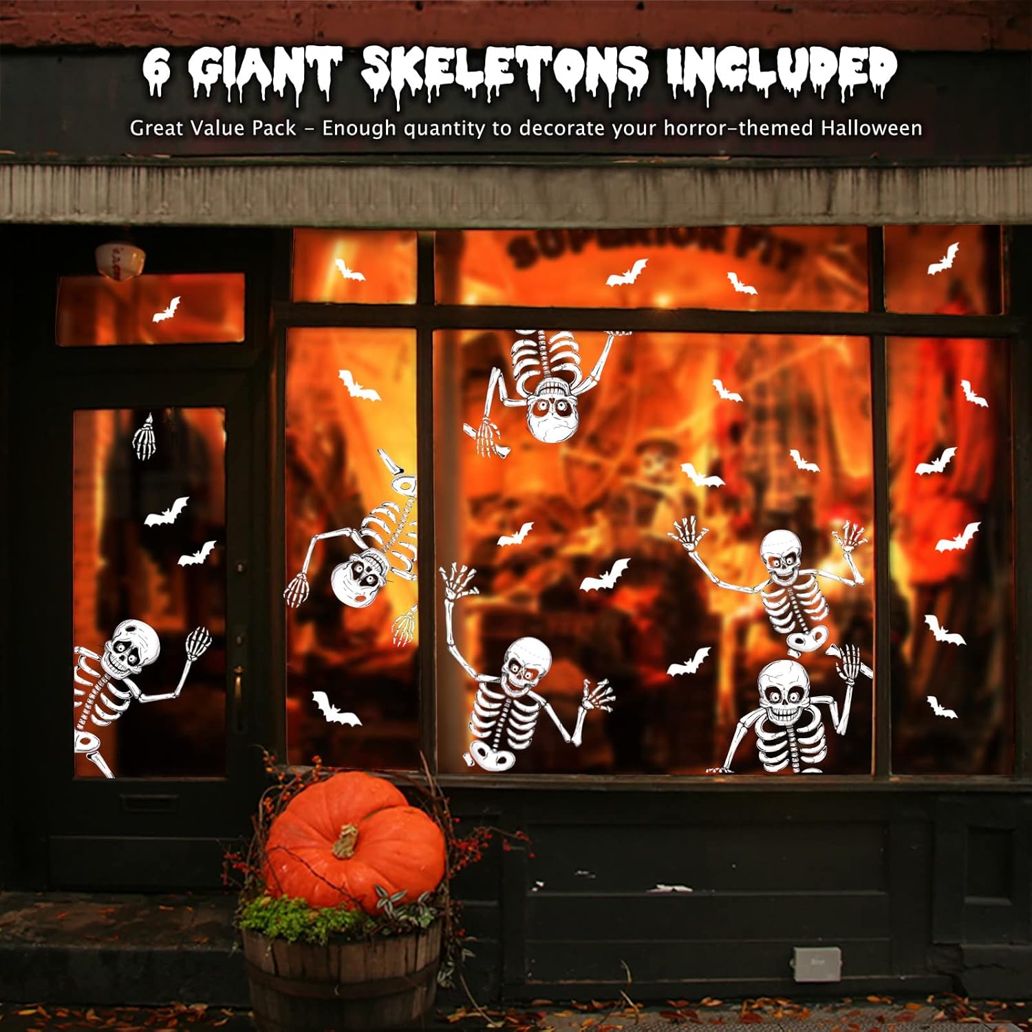 8 large sheets totaling 74 pieces (6 giant skeletons + 28 bats)
