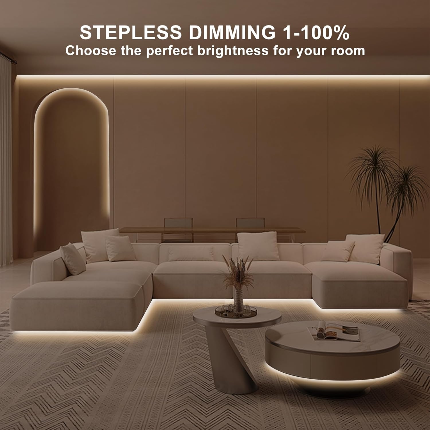8-level dimming from 1% to 100% via included remote or onboard control box