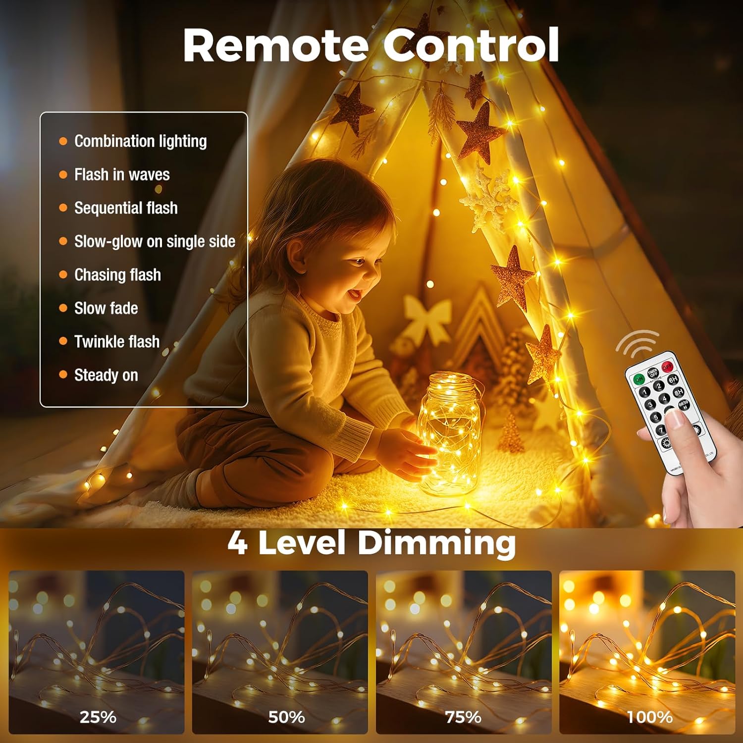 8 lighting modes (combination, blinking, steady-on, etc.) with memory function