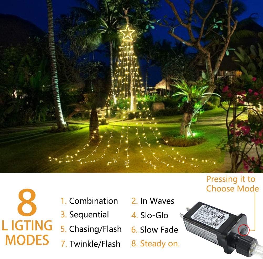 8 lighting modes: combination, fireflies flash, waves, sequential, slo-glo, twinkle, slow fade, sparkle, constant glow