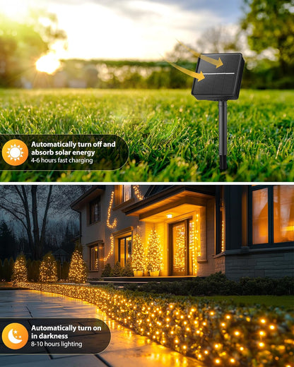 8 lighting modes controlled by a button on the solar panel with built-in memory function