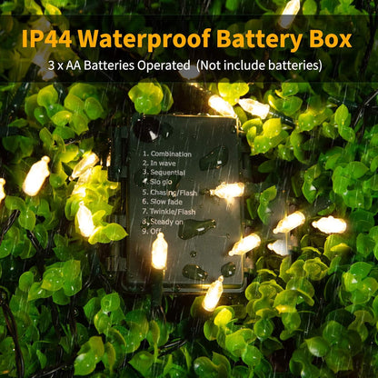 8 lighting modes controlled by a push-button on the battery box