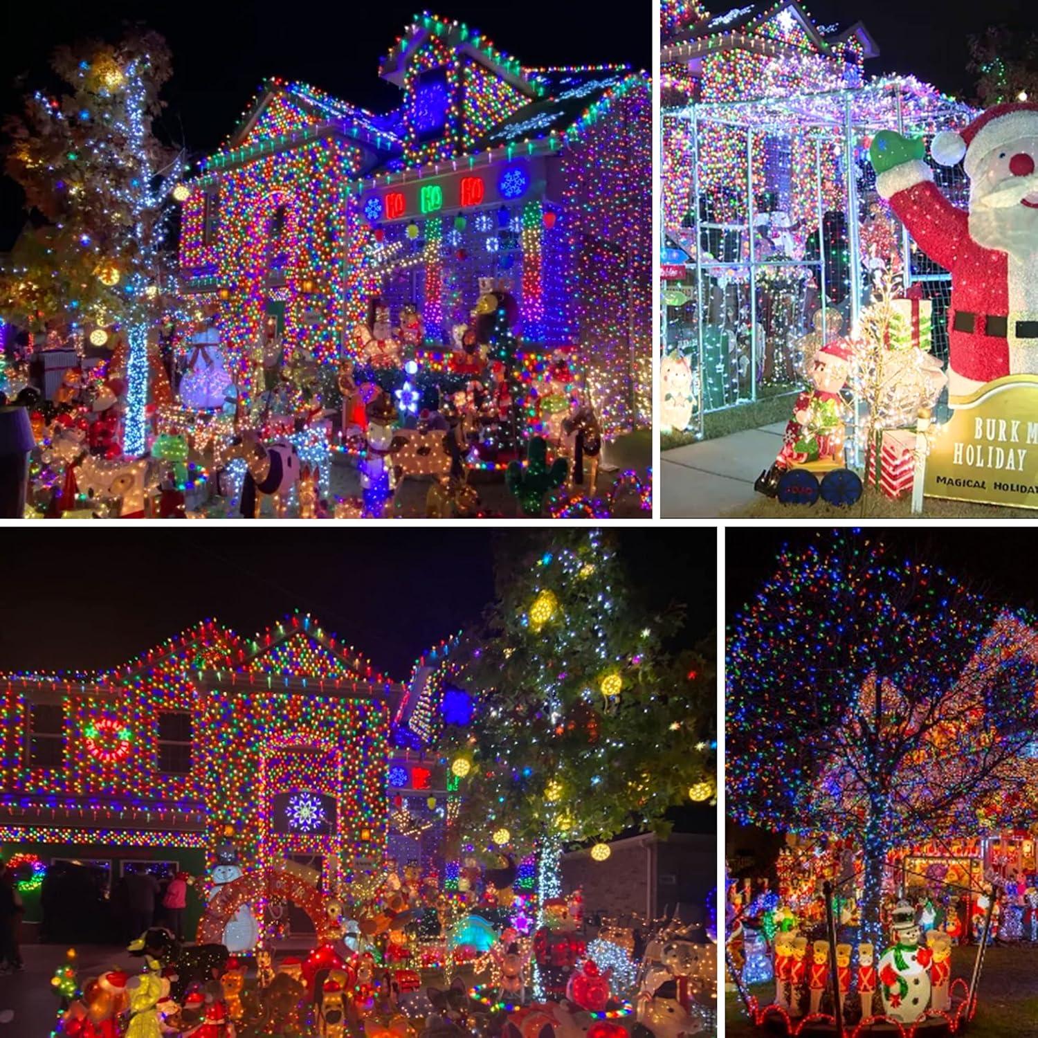 8 lighting modes including combination, twinkle, slow fade, chasing/flash, and steady on