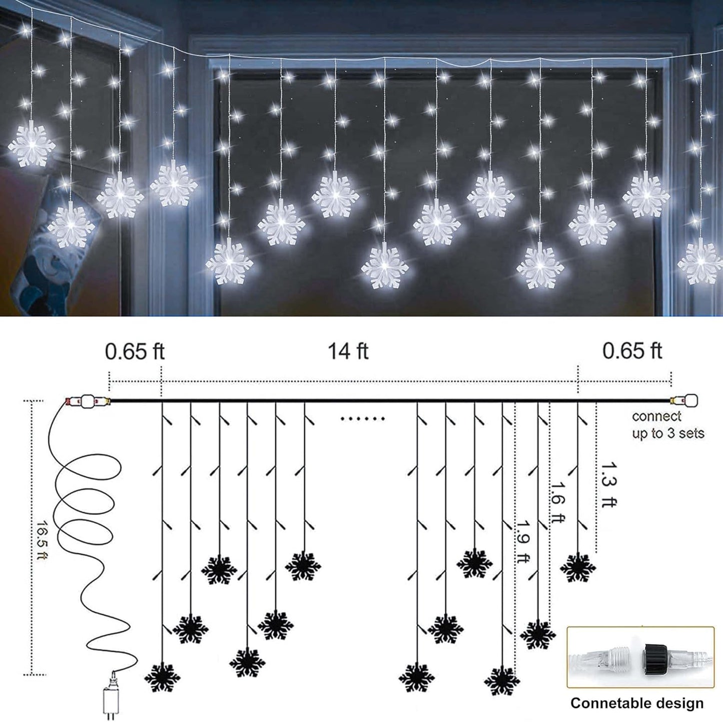 8 lighting modes including combination, waves, fading, fireflies, chasing, twinkle, slow fade, and steady on