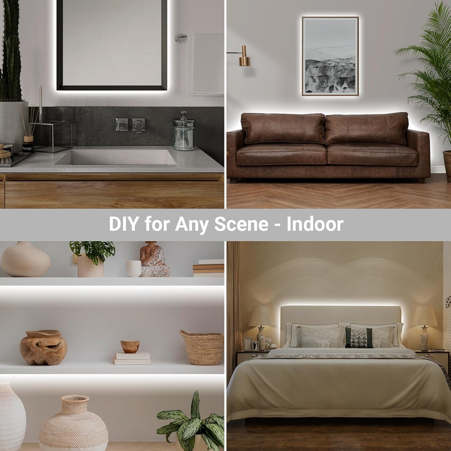 8 lighting modes including fade, chasing, waves, twinkle, and steady on
