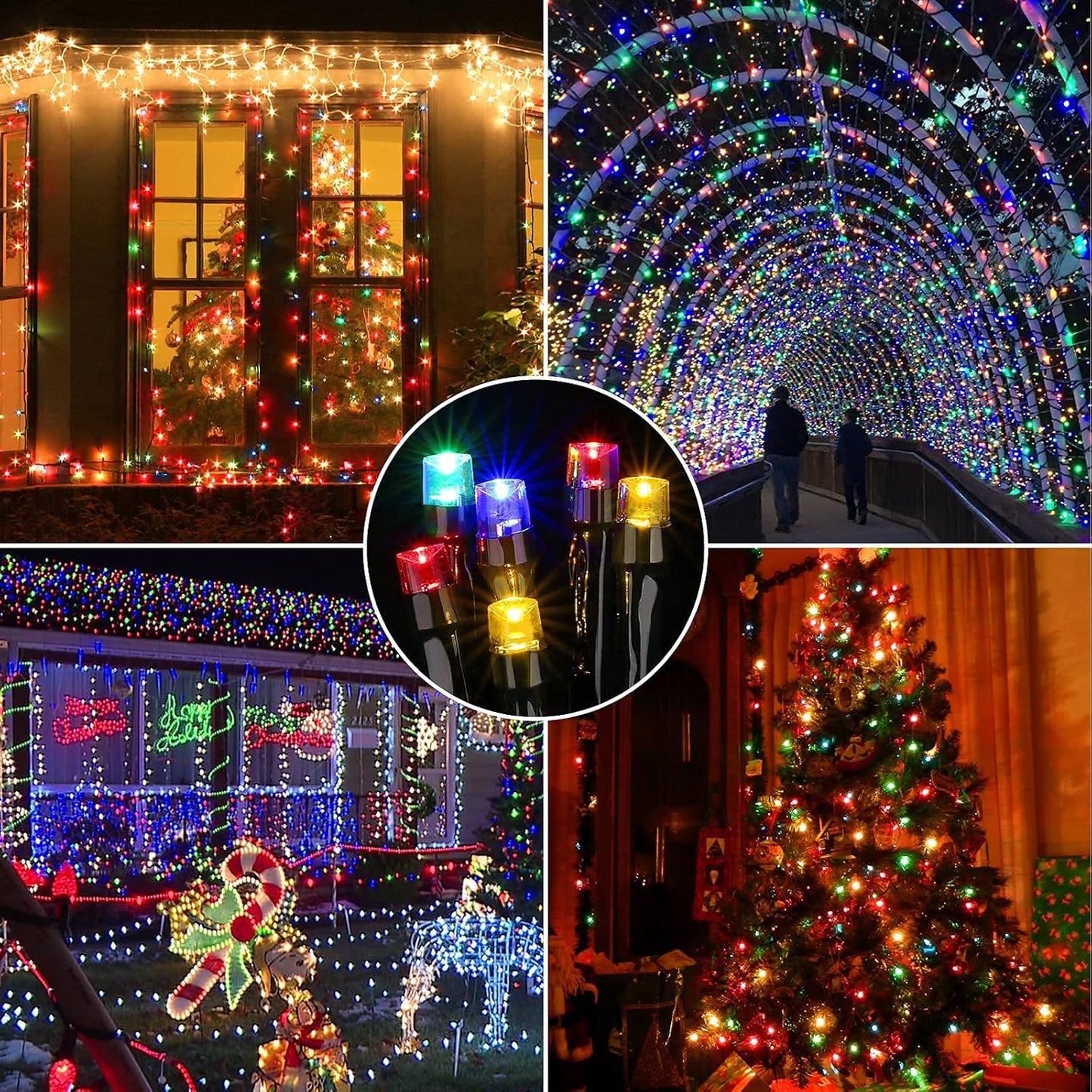 8 lighting modes including steady on, twinkle, slow fade, and chasing flash
