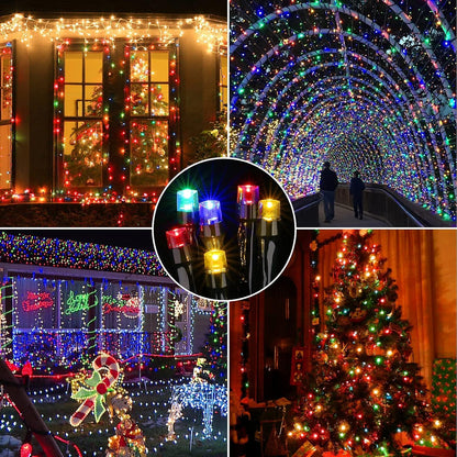 8 lighting modes including steady on, twinkle, slow fade, and chasing flash