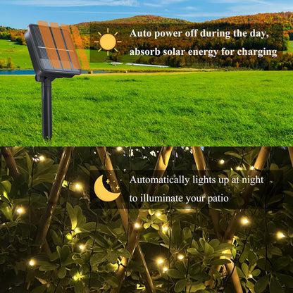 8 lighting modes selectable via button behind the solar panel, with memory function