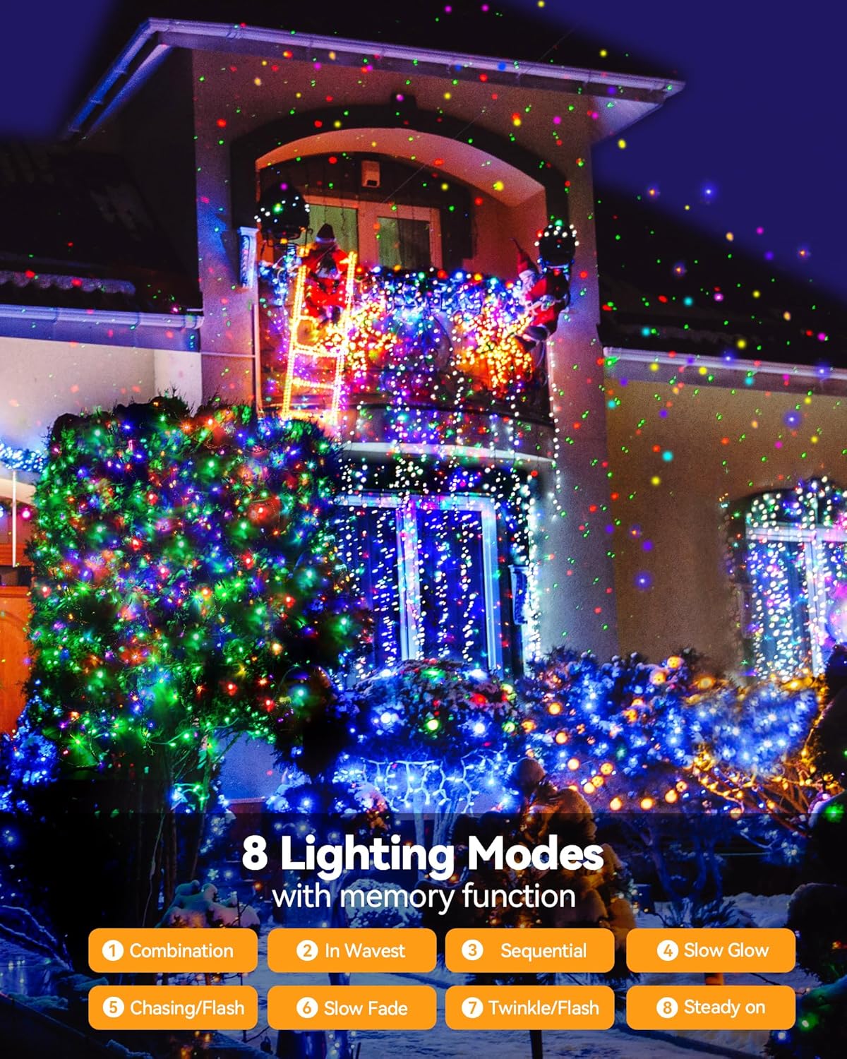 8 lighting modes with built-in memory function