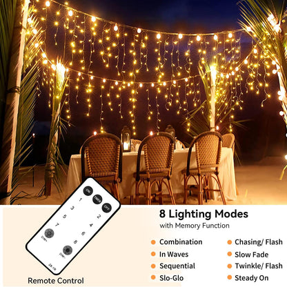 8 lighting modes with memory function that retains the last setting on power-on