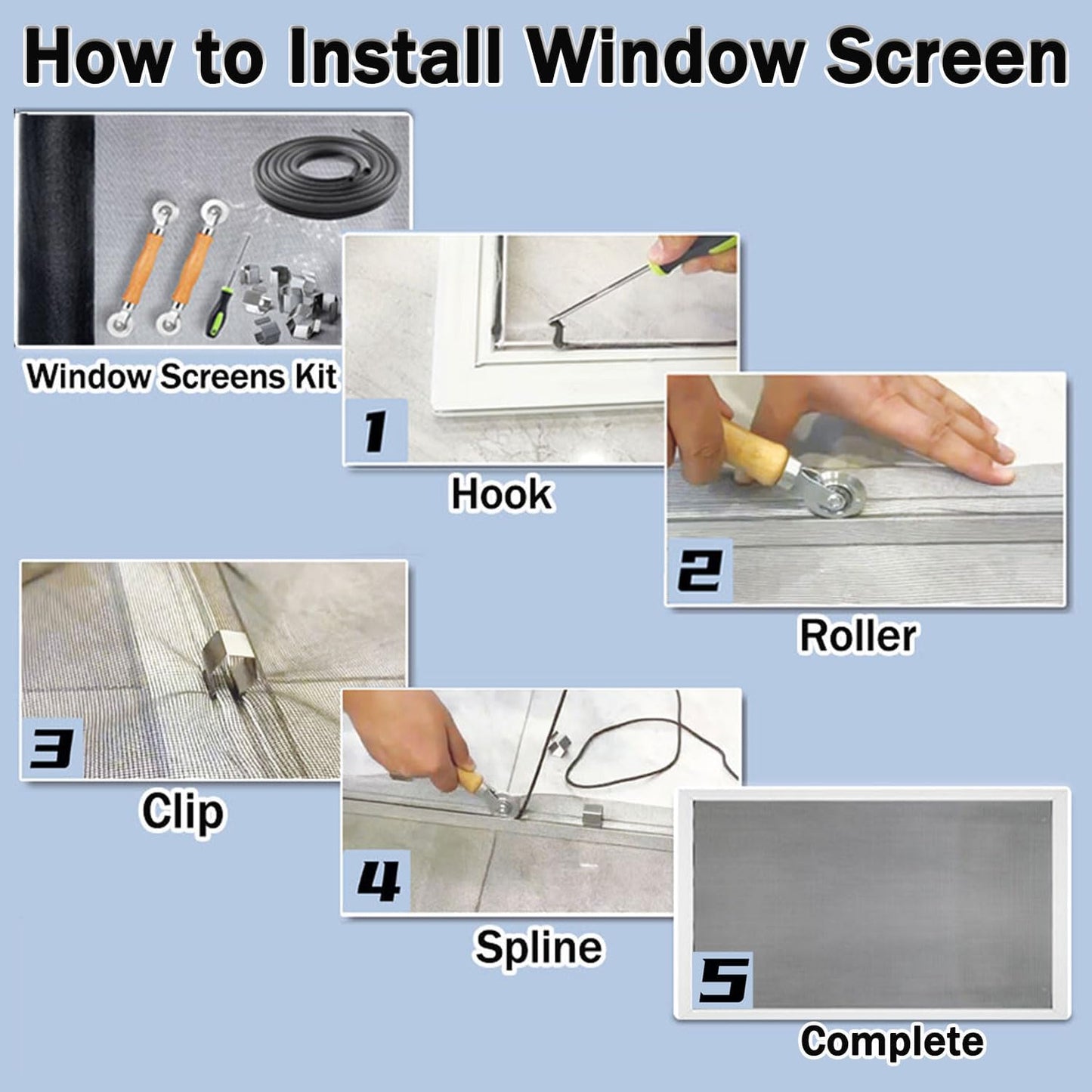 8 manganese steel, nickel-plated screen holder clips with flexible smooth-touch finish