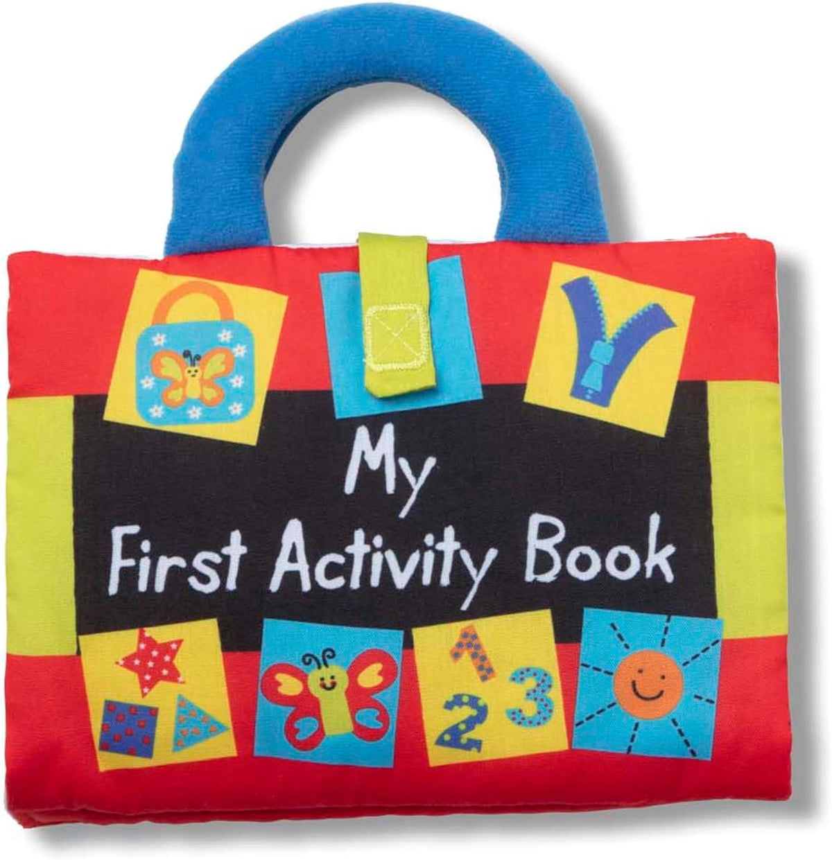 8-page soft cloth book with crinkling surprise panel for sensory engagement