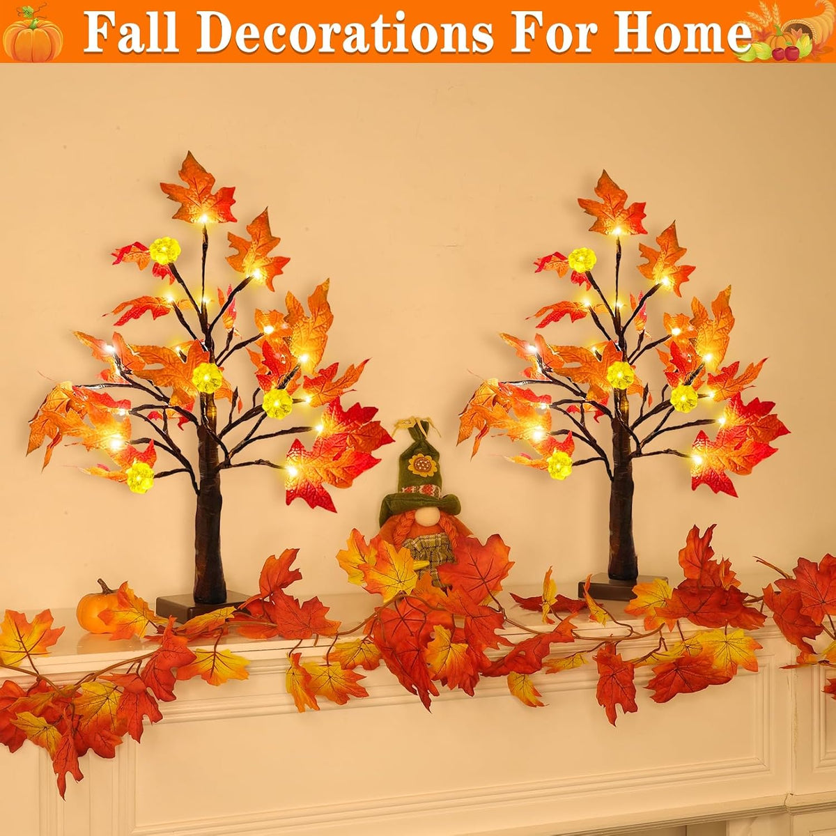 TURNMEON Flameless Fall Maple Tree – Smoke-Free Decor Safe Around Kids and Pets