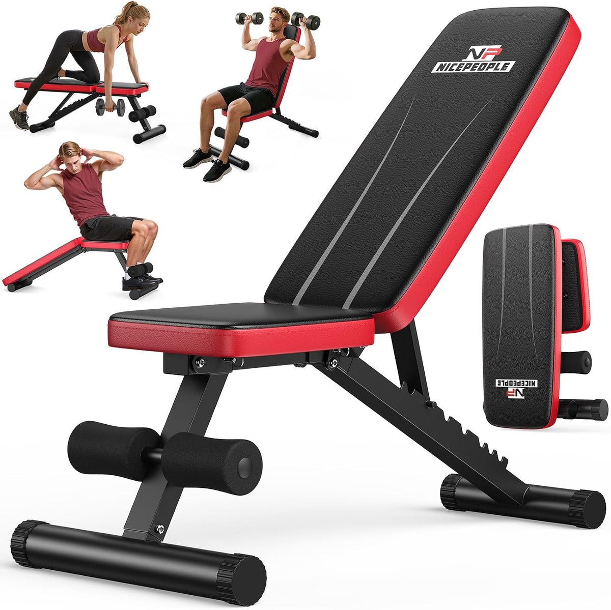 8-position adjustable backrest with fast-adjust groove for quick angle transitions (incline, decline, flat)