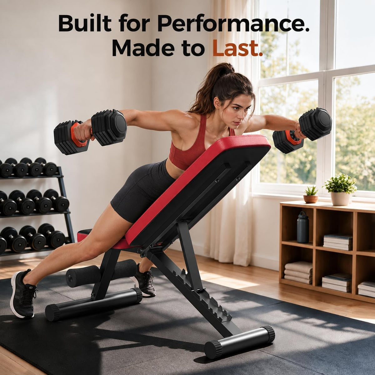 NICEPEOPLE Space-Saving Weight Bench for Studio Living, 660LBS Capacity Adjustable Workout Bench with Foldable Frame for Home Gym