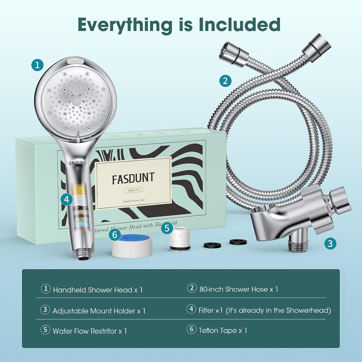 FASDUNT Filtered Shower Head with Handheld – Spa-Like Vitamin C Filter for Master Bathroom Self-Care
