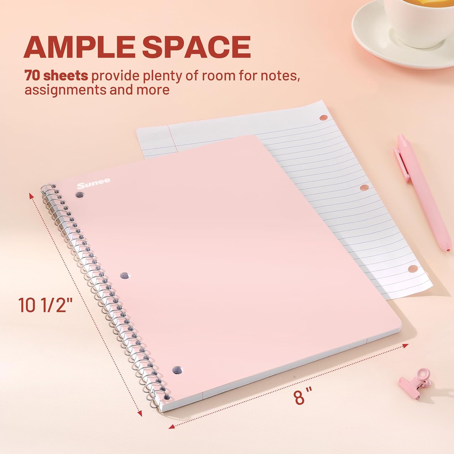 8" x 10-1/2" sheet size with red margin line