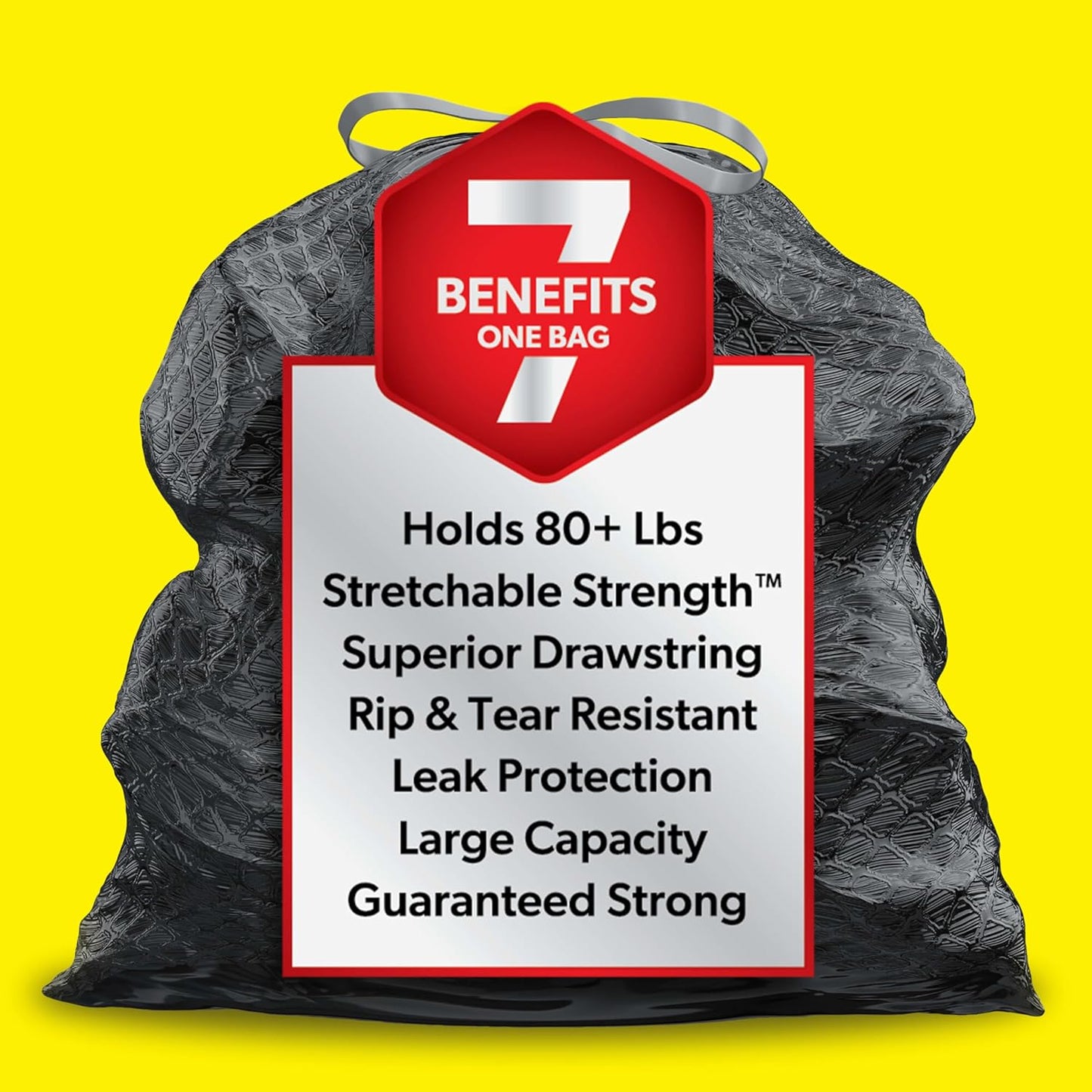 80+ pound load guarantee with reinforced seams