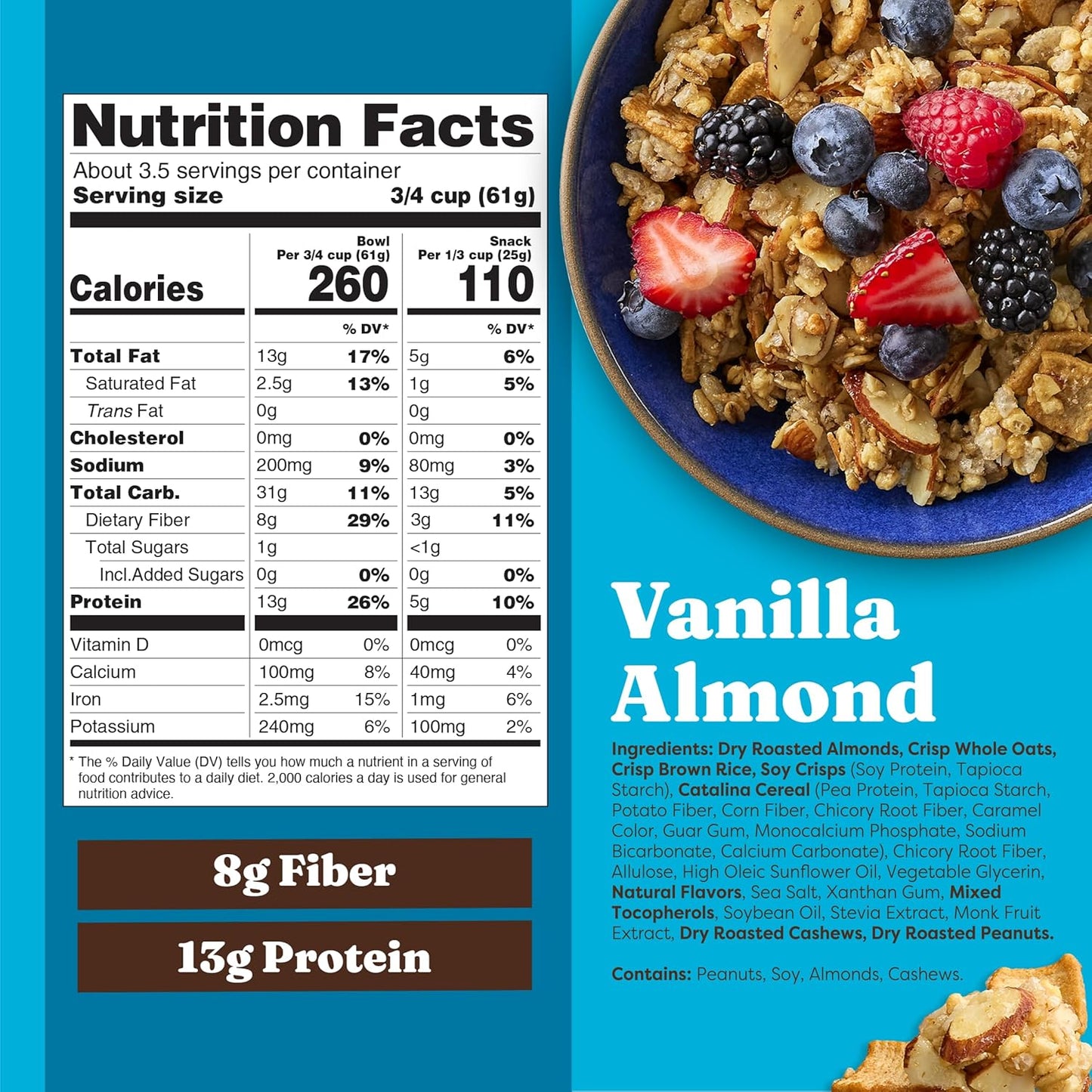8g of dietary fiber per 61g serving