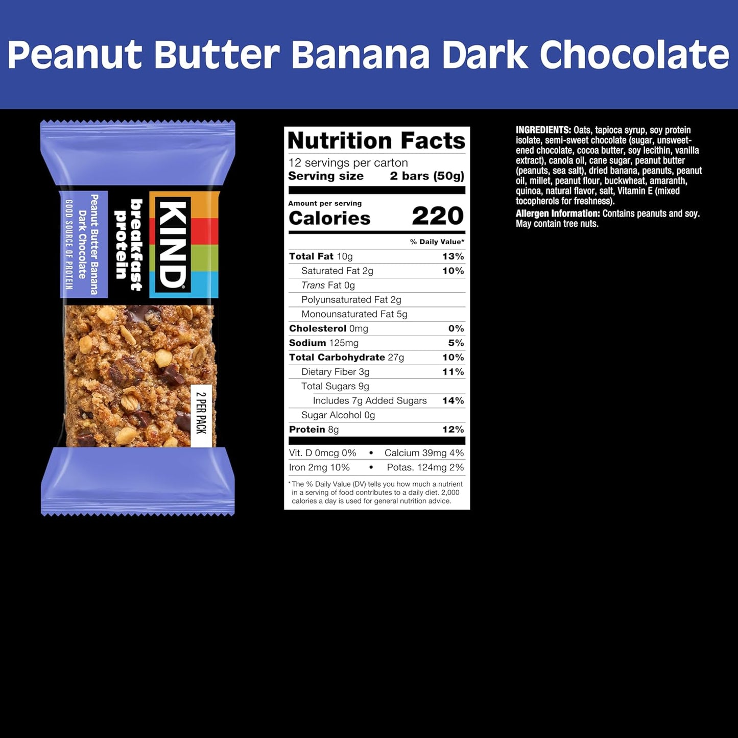 8g of protein per bar from soy protein isolate and peanut sources