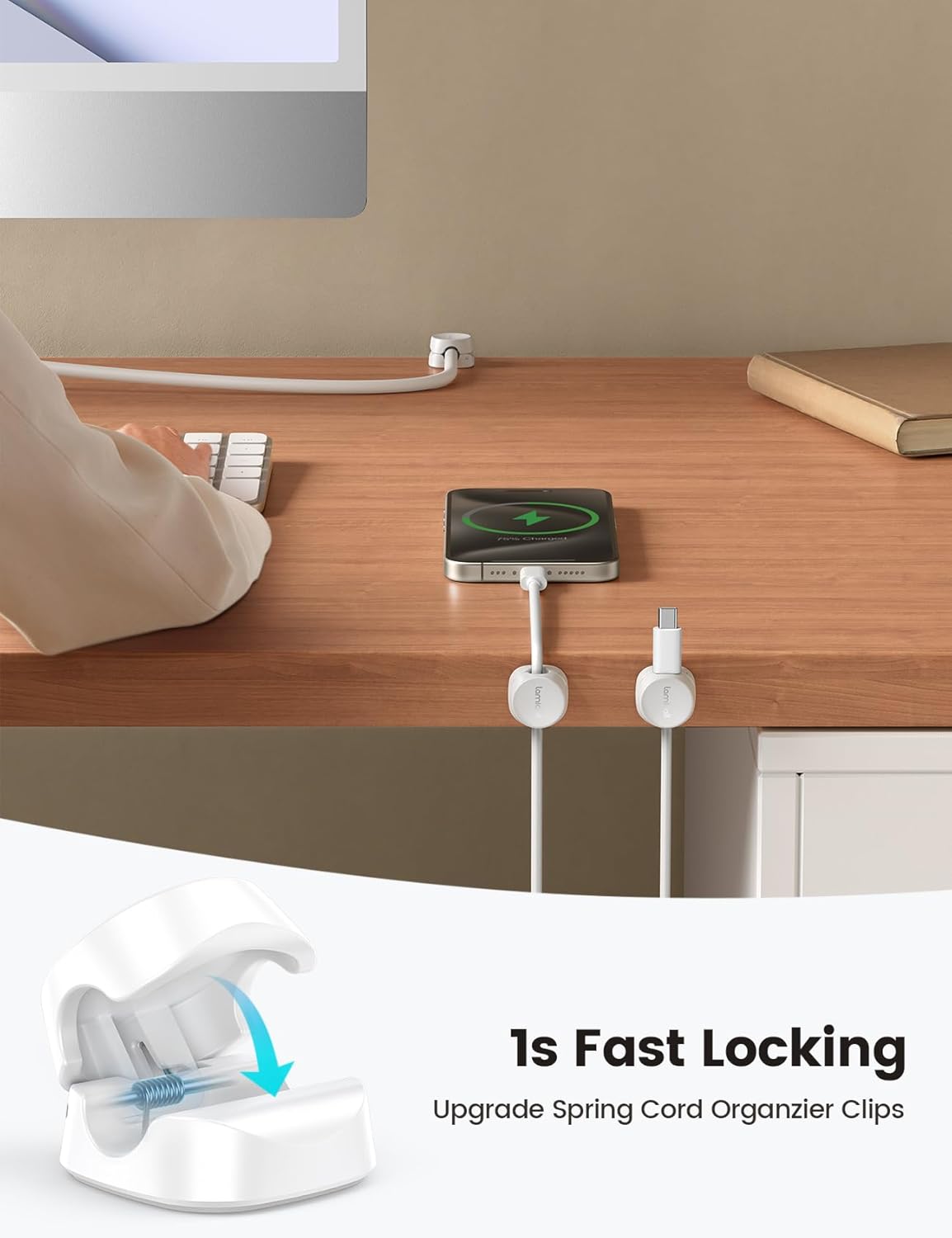 8mm cable slot diameter accommodating type-c, lightning, hdmi, usb, and power cables