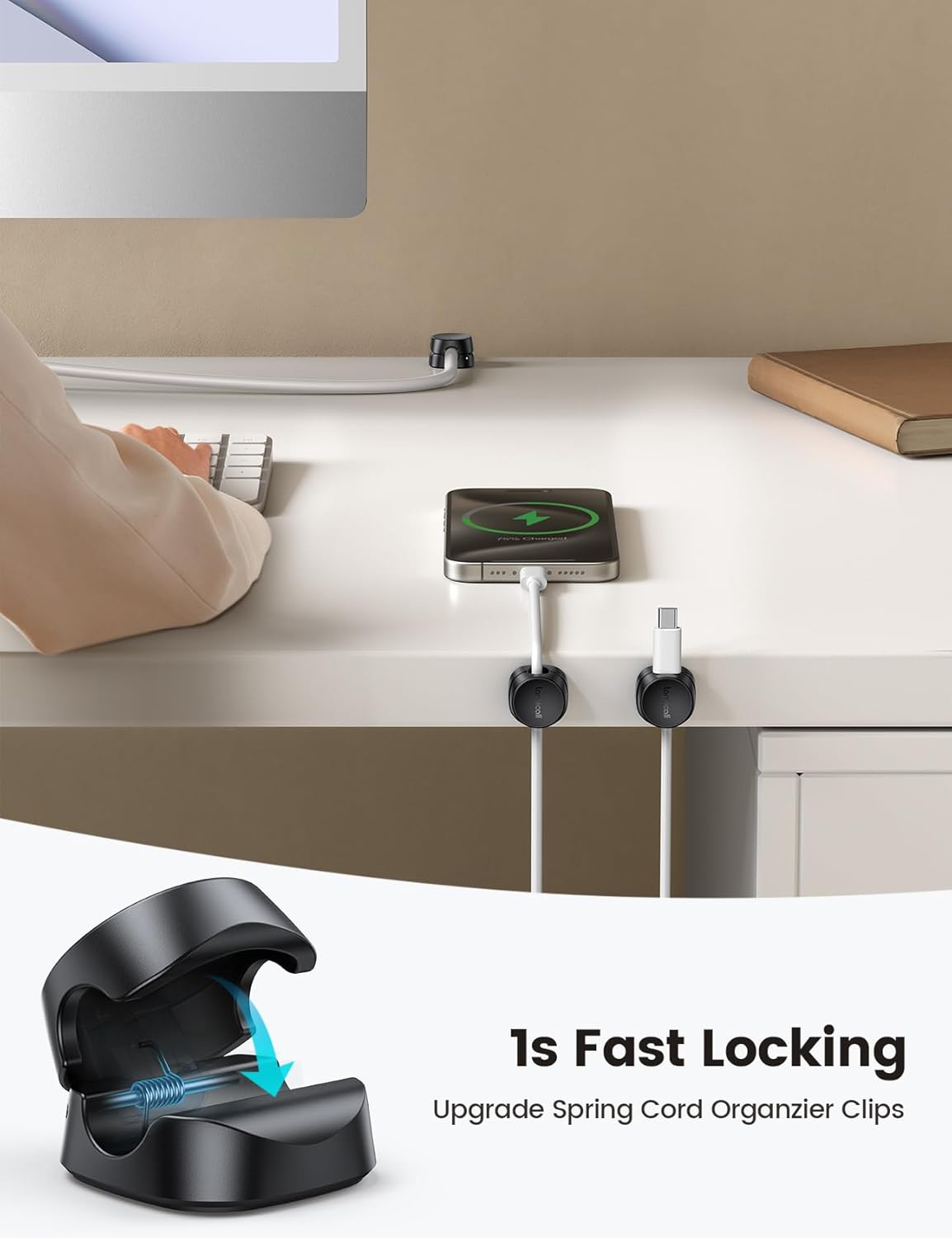 8mm wider cable slot accommodating 2.5–8mm diameter cords (type-c, lightning, hdmi, usb)