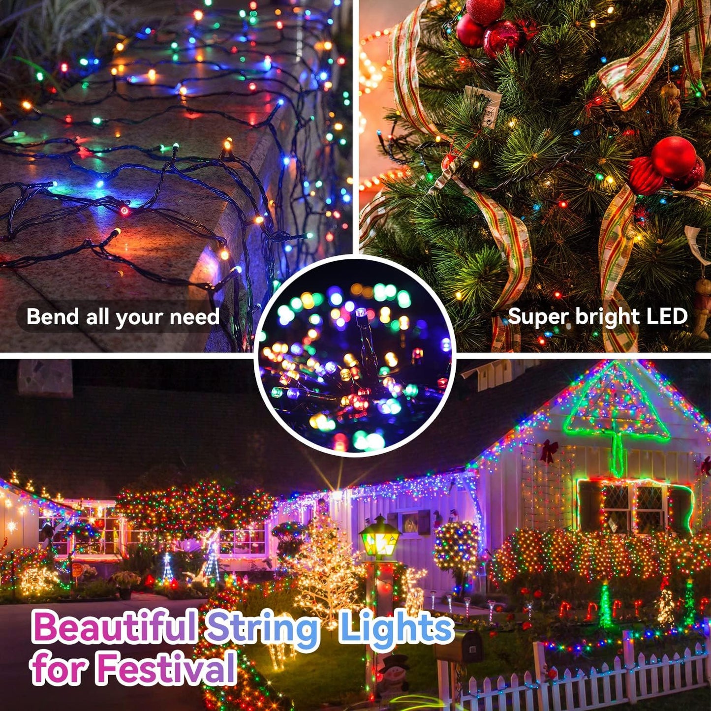 9 color options including warm white, multicolor, cold white, blue, purple, green, purple-orange, red-white-blue, and orange