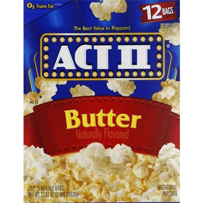 9-pack line offering 2.75 oz, 8.25 oz, 16.5 oz, and 33 oz bags in butter, kettle corn, buttery, and homestyle flavors