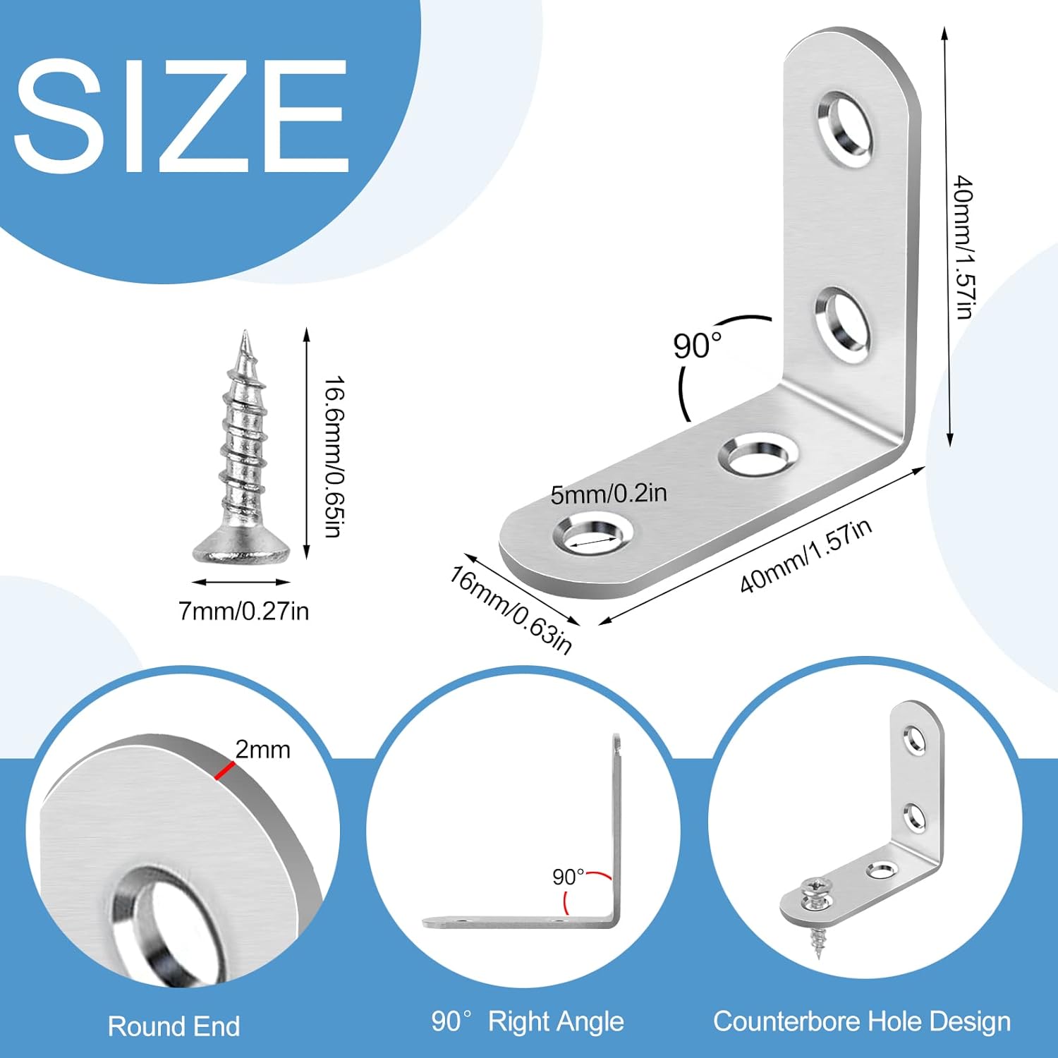 90-degree right angle l-bracket geometry for corner joint reinforcement