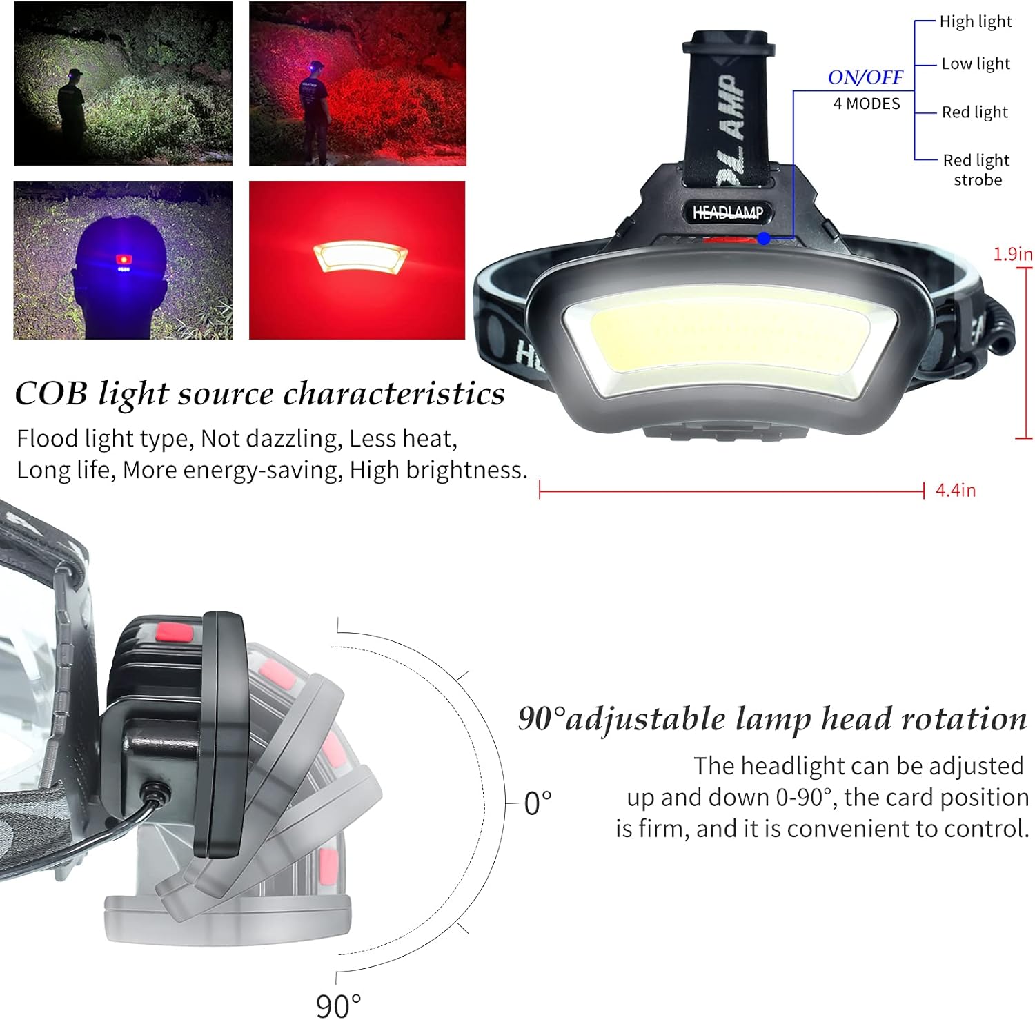 90° swivel head for directing light exactly where needed