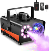FOGMACHINE Pro 800W Outdoor DJ Fog Machine, 4500 CFM RGB Stage Light for Garden Weddings and Tailgates