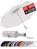 Repel Umbrella - Minimalist Compact Umbrella with Neutral Tones, Fits Flat in Work Tote and Car Door Pocket