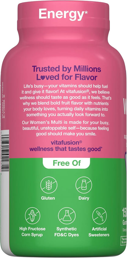 a labeled two-gummy daily serving positioned to support energy metabolism, immune function, bone health, and heart health.
