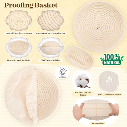 a silicone bread sling, ten bread bags, and one reusable bread bag for proofing, transfer, storage, and transport