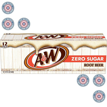 A&W Zero Sugar Root Beer Soda, 12 fl oz cans (12 pack) – Vintage-Inspired Father's Day and Holiday Gift for American Soda Fans