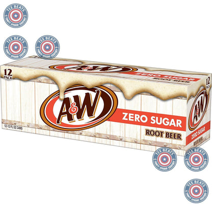 A&W Zero Sugar Root Beer Soda, 12 fl oz cans (12 pack) – Vintage-Inspired Father's Day and Holiday Gift for American Soda Fans