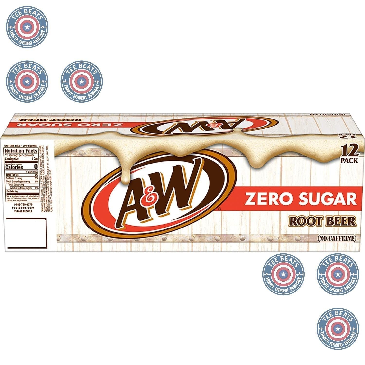 A&W Zero Sugar Root Beer Soda, 12 fl oz cans (12 pack) – Vintage-Inspired Father's Day and Holiday Gift for American Soda Fans