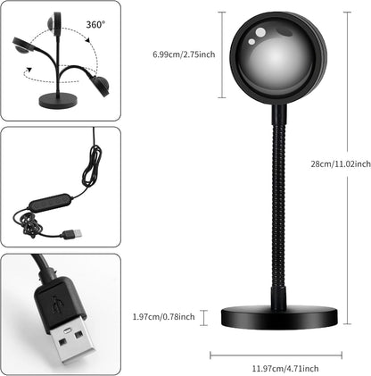 Acelisty LED Sunset Lamp – Cozy Housewarming Gift Idea, 360° Rotating Ambient Light for Any Room