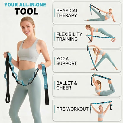 Acozycoo Stretching Strap with Loops for Physical Therapy – Daily Wellness Ritual for Knee, Calf, and Lower Back Recovery