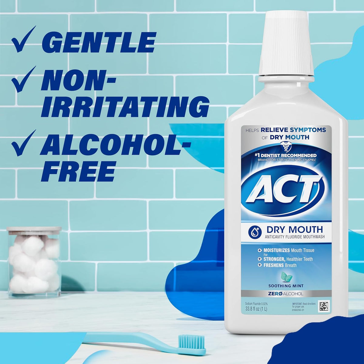 ACT Dry Mouth Mouthwash – Holiday and Housewarming Gift for the Health-Conscious Adult, 33.8 fl. oz.