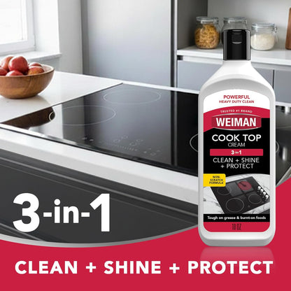 active ingredients include hydrogen peroxide and sodium bicarbonate for lifting burnt-on residue