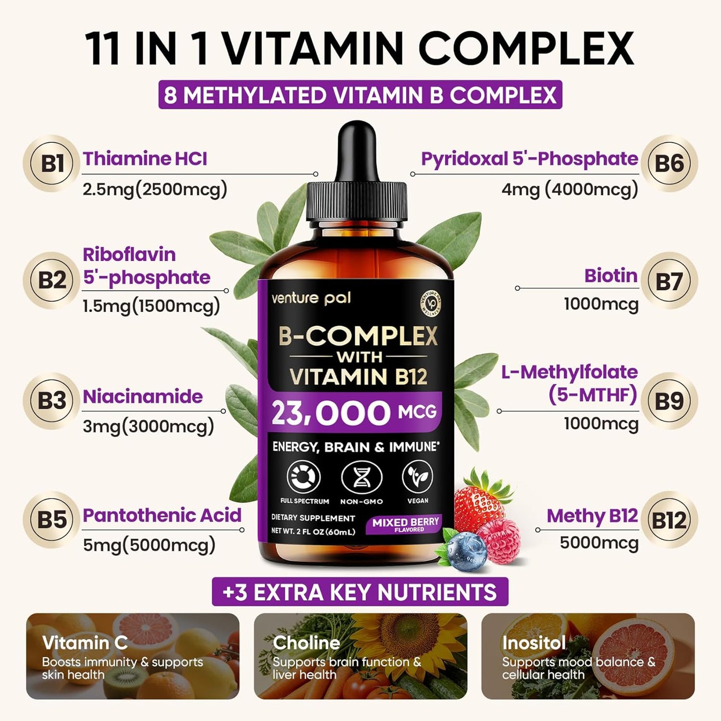 added choline and inositol for brain, liver, and neurotransmitter balance